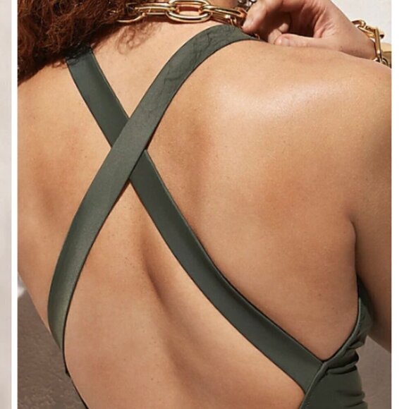 J. Crew High-Support Cross-Back One-Piece Swim Suit Blue "Harbor View" Size 12 N - Picture 3 of 4